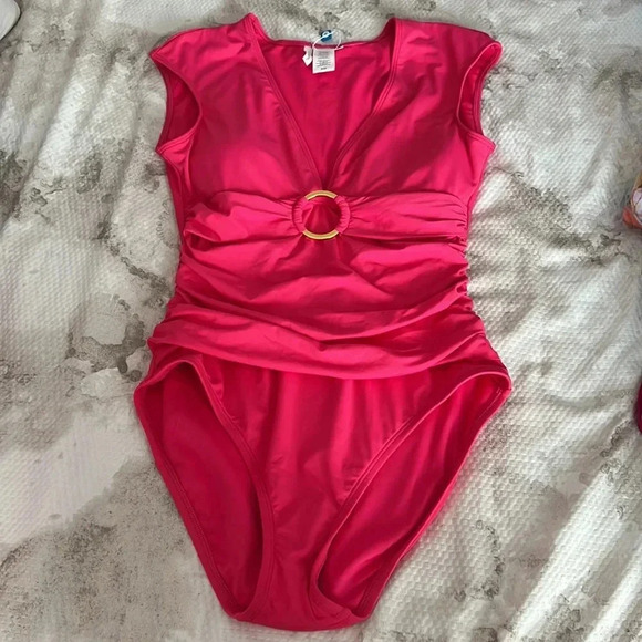 Bleu Rod Beattie Ring Me Up Cap Sleeve One Piece Swimsuit Size 6 - Picture 5 of 9